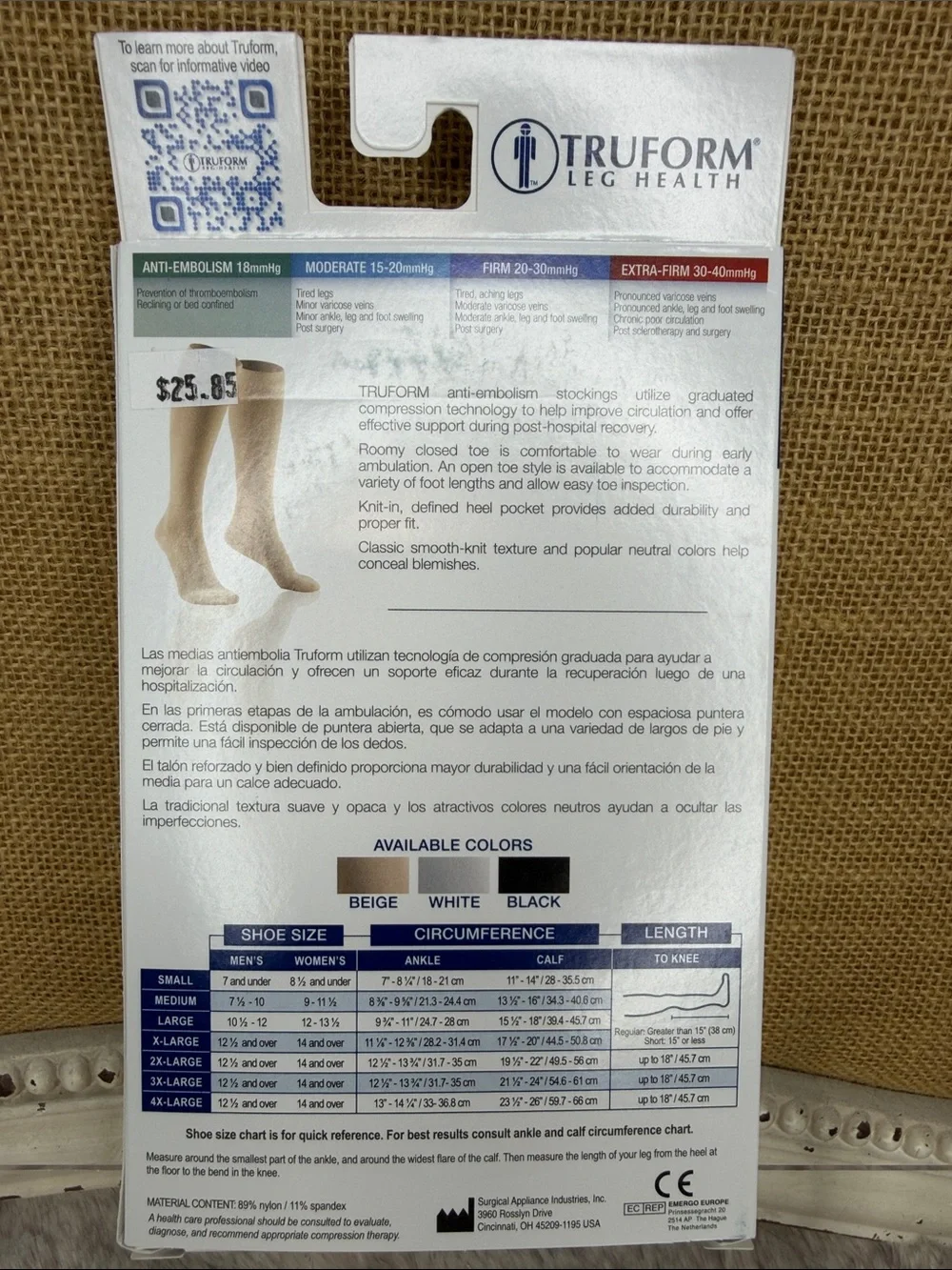 Truform Anti-Embolism Knee High Stockings – Beige